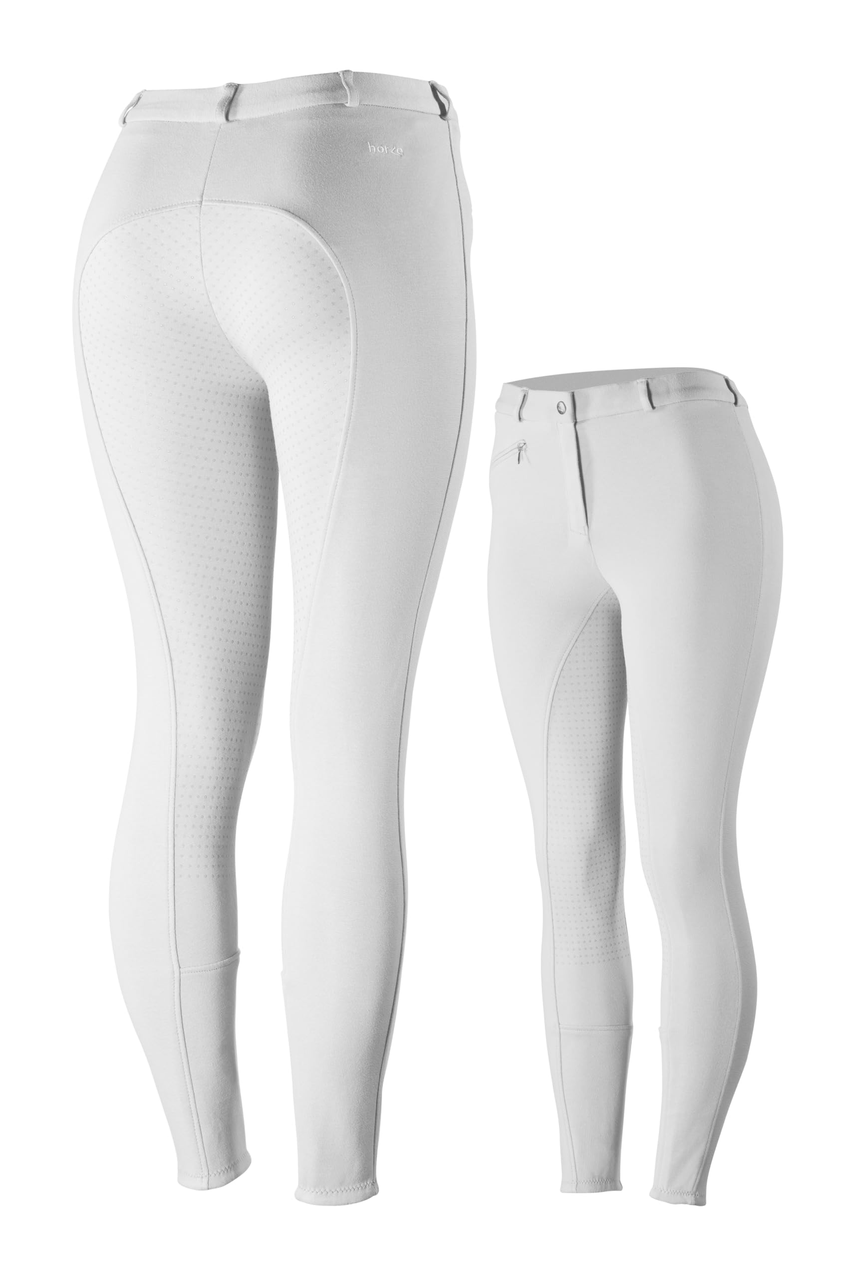 HORZE Active Women's Horse Riding Silicone Grip Full Seat Breeches | Midrise Waist with Front Pocket