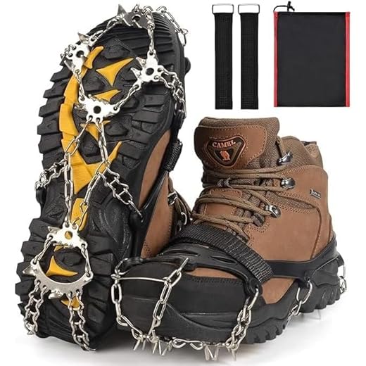 Ice Trekkers for Boots - Crampons Ice Cleats Traction Snow Grips for Boots Shoes with 23 Stainless Steel Spikes Anti Slip for Walking,Hiking,Climbing,Fishing and Mountaineering (X-Large)