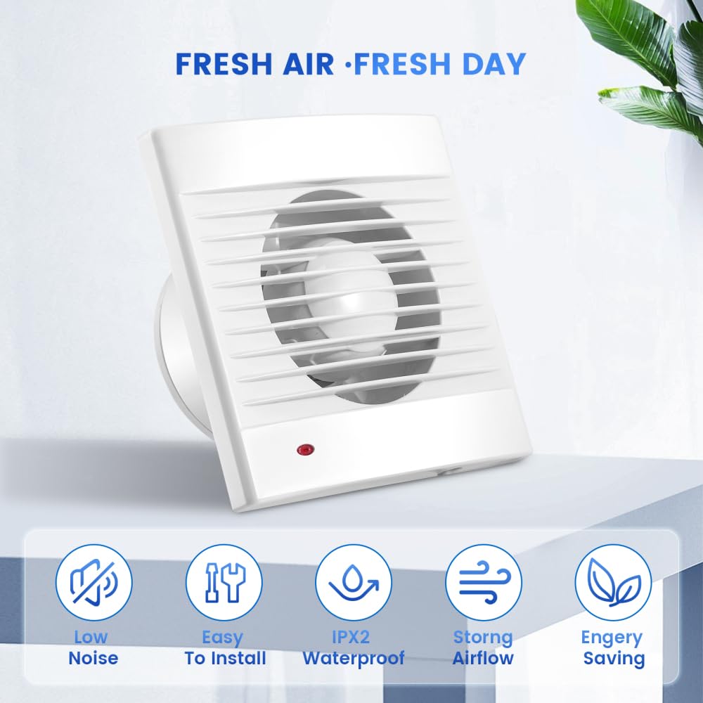 Gxpjycfob 4 Inch 100mm Bathroom Extractor Fan, 15W Silent Powerful Bathroom Fan - Image 2