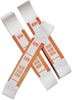 PM Company 55026 Color-Coded Kraft Currency Straps, Dollar Bill, $50, Self-Adhesive, 1000/Pack