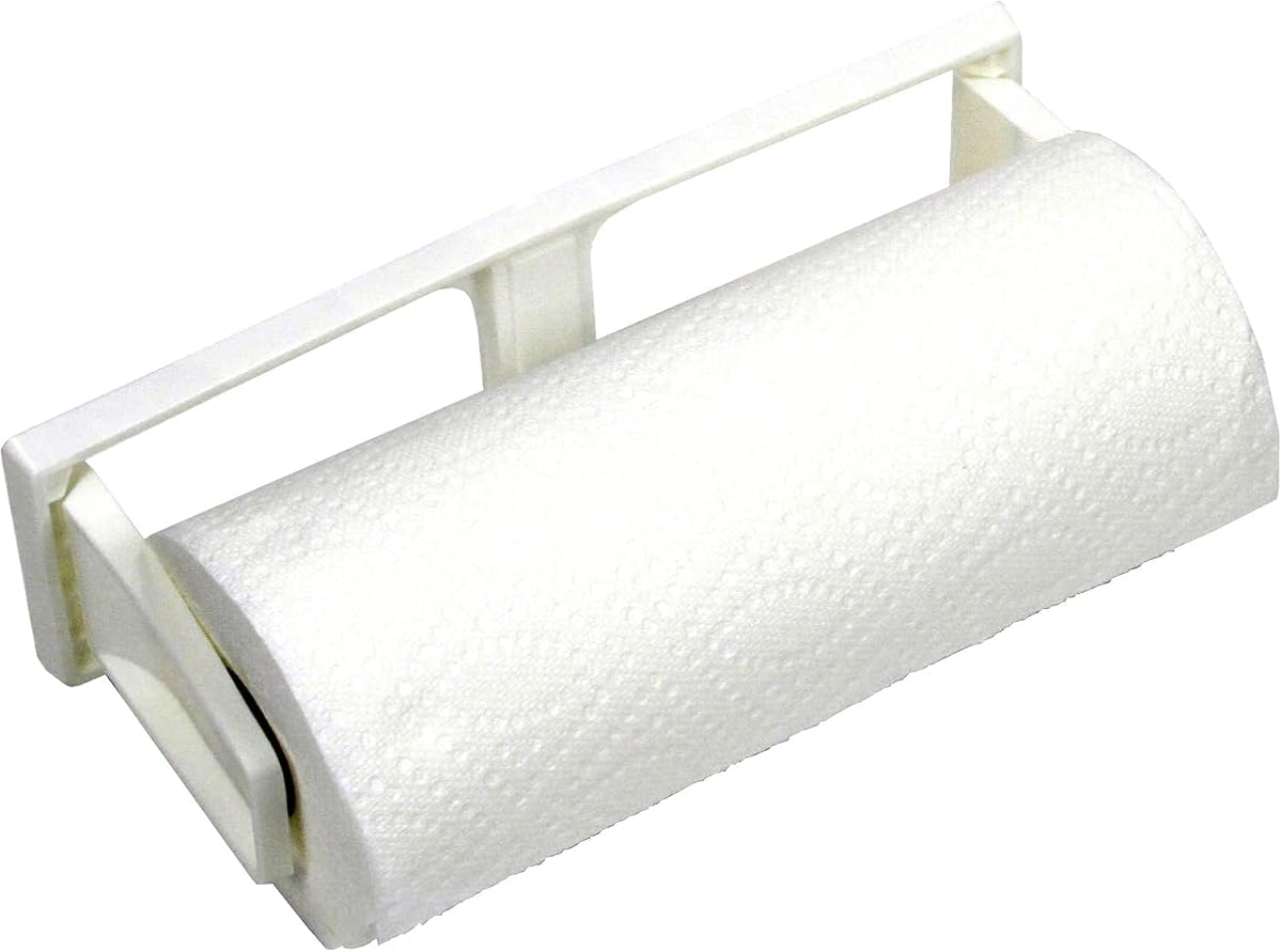 Under Cabinet & Wall-Mounted Paper Towel Holder - Space-Saving Design - Easy Install - Durable Plastic Construction - Fits Standard Paper Towel Rolls - White