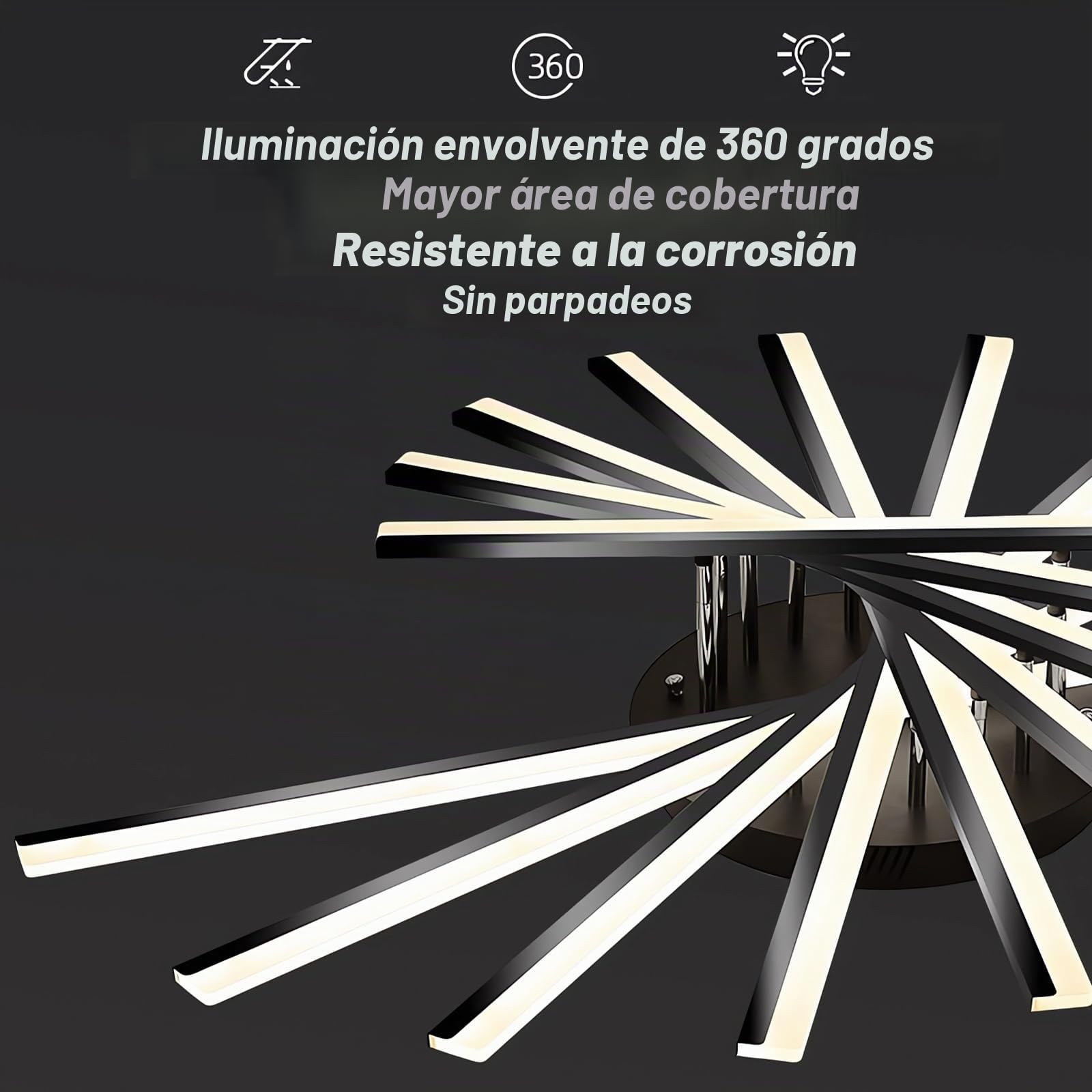 Plafones 7/9 cabezas Negro Y Oro Led Plafones Flush Mount Lámpara de Techo Blanco Regulable con Mando a Distancia para Dormitorio Salón Oficina (Oro, 120CM)
