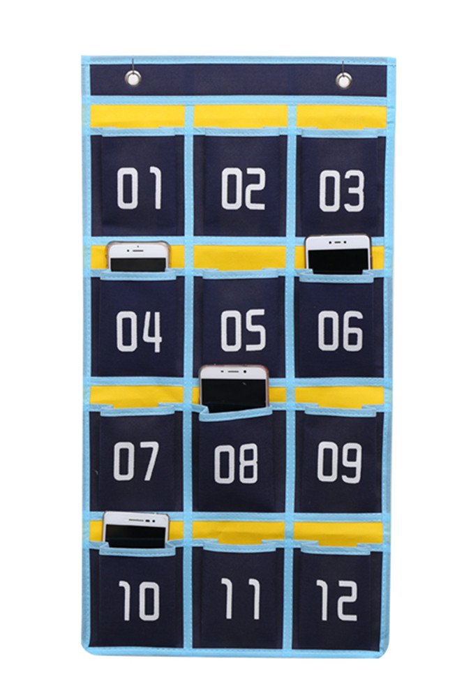 Cell Phone Holder for Classroom Calculator Hanging Organizer with 12 Pockets