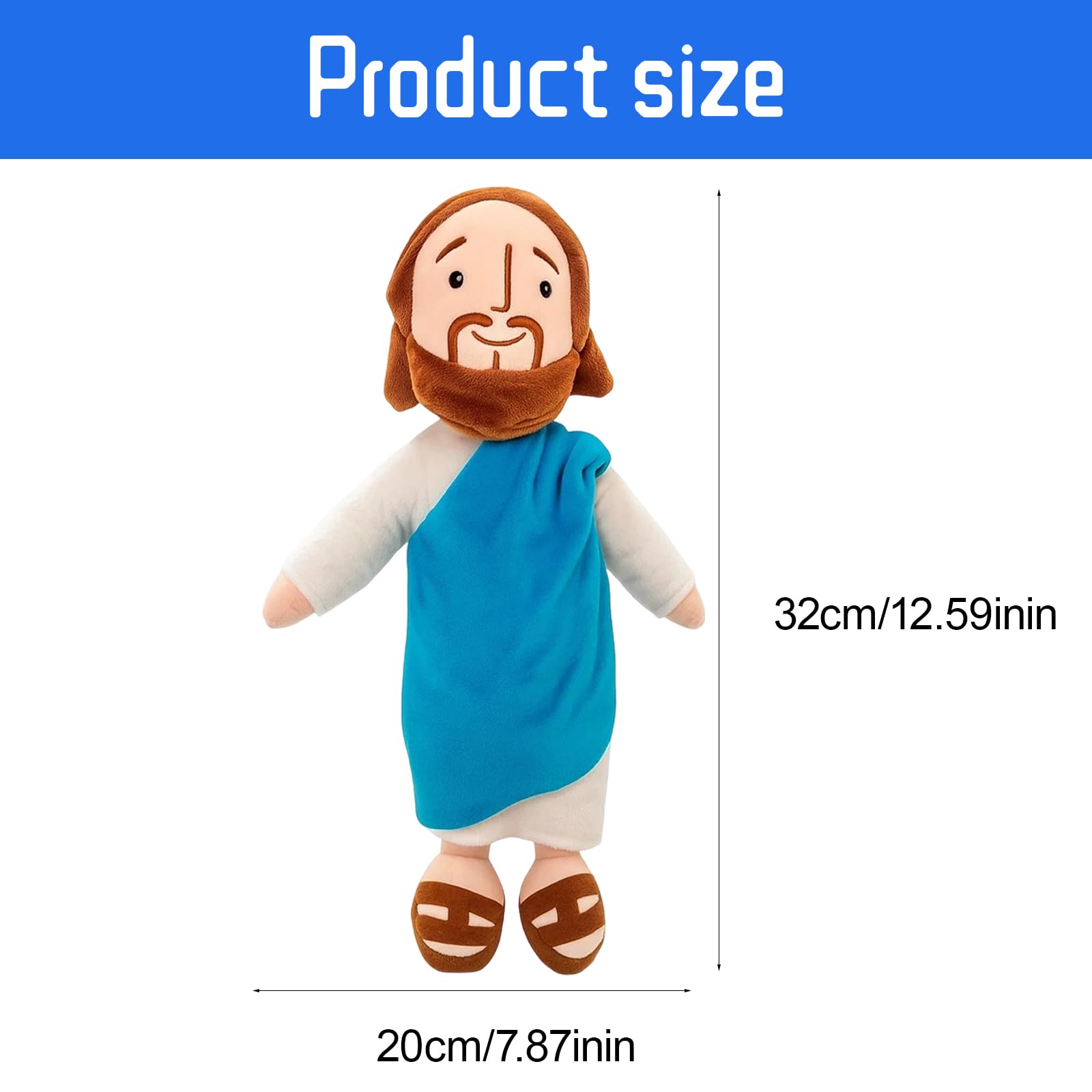 GYTFOG Jesus Plush, 32cm Blue Robe Jesus Teddy, My Friend Jesus Plush, Christian Gifts - Image 2