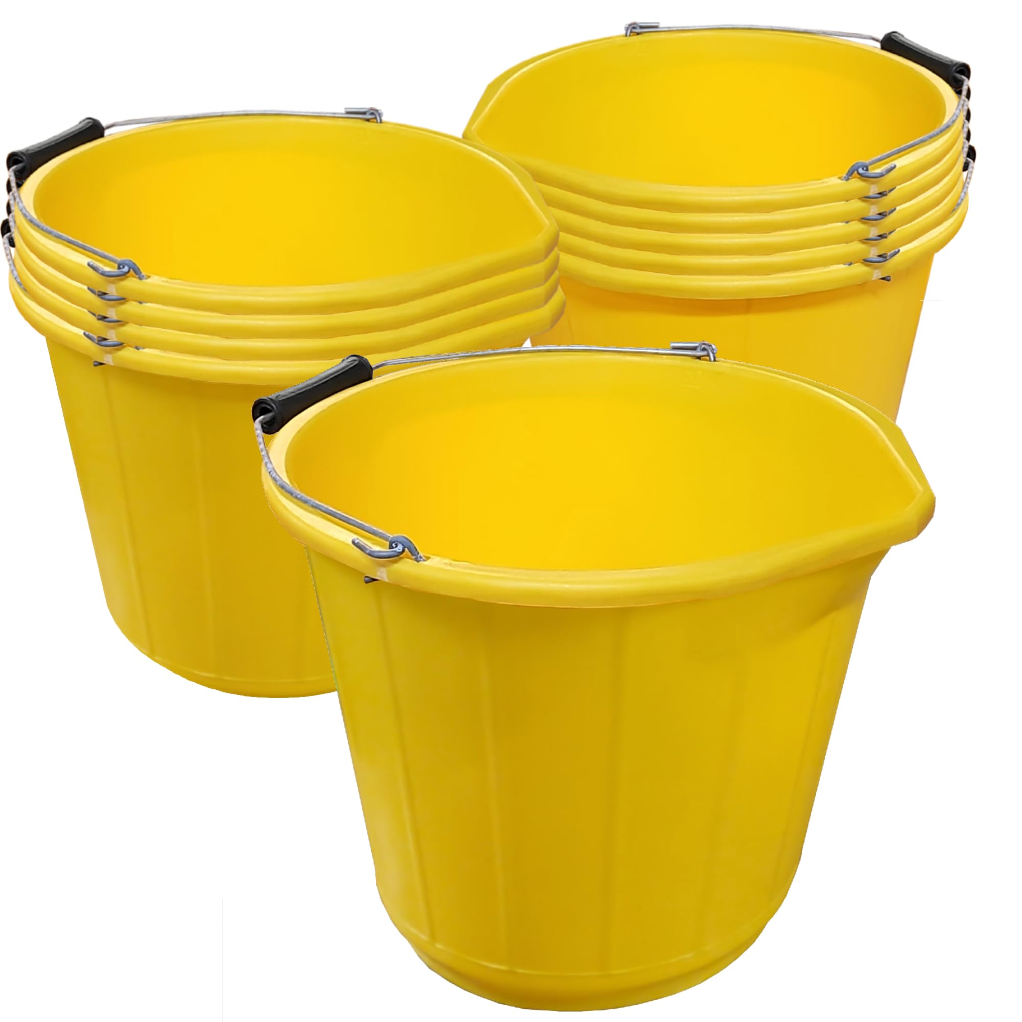 Ketobarrow Yellow 10X Heavy Duty Plastic Builders Bucket 3 Gallon 14 Litre Water Mixing Storage Strong With Handle And Spout Ideal For Construction Trade, Animal Feed, Etc Made In U.k.