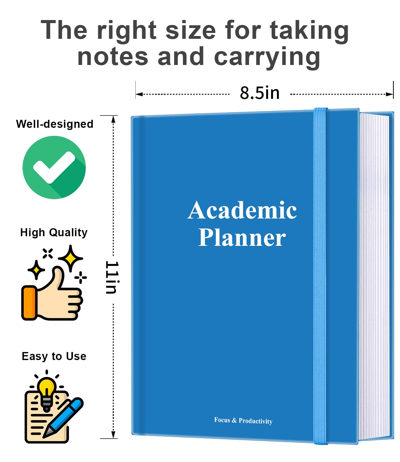 Agenda accademica 2025-2026 - Agenda settimanale non datata per studenti scolastici, liceali, universitari e infermieristici, 21,6 x 27,9 cm, blu