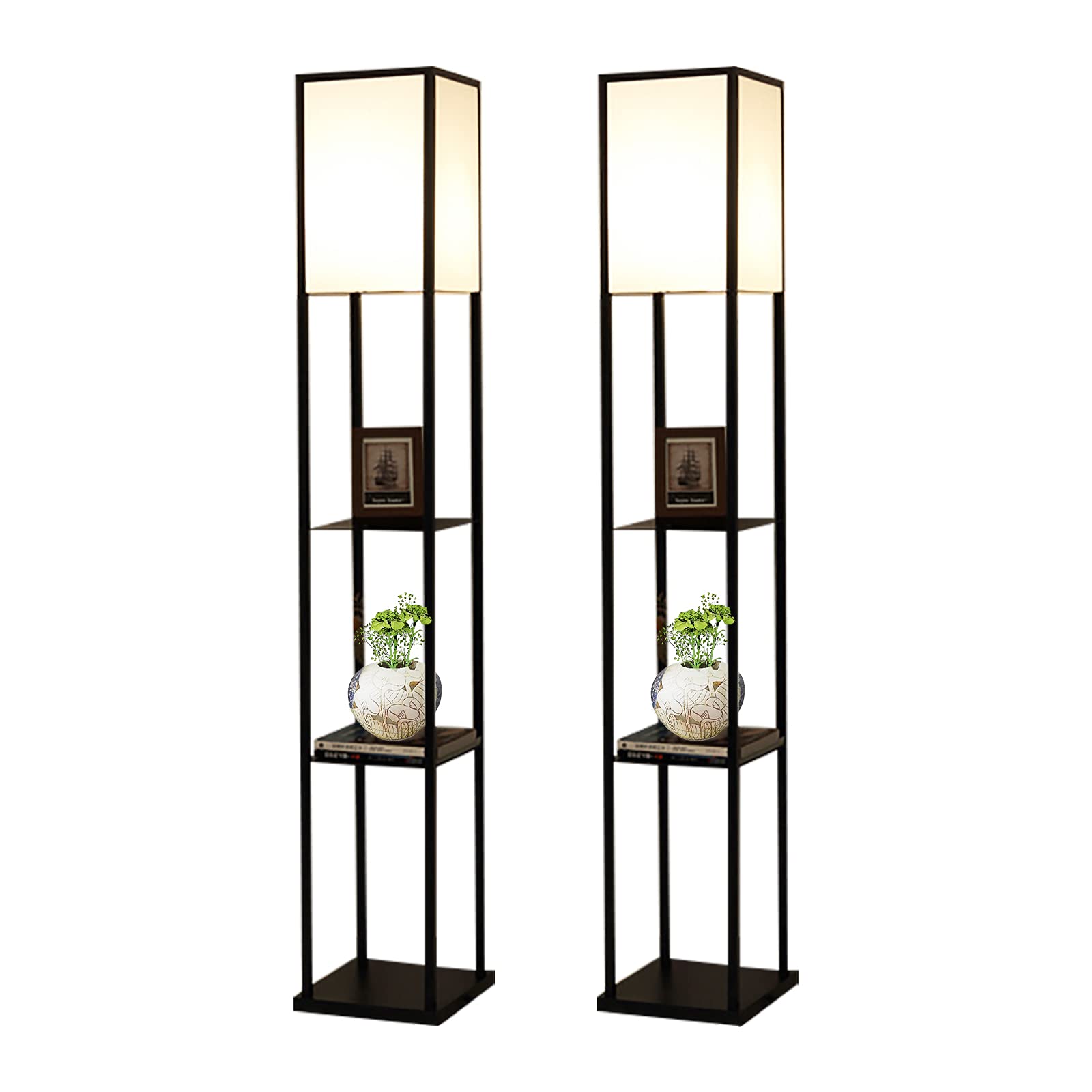 Buy FULLWATT LED Shelf Floor Lamp with White Lamp Shade Storage