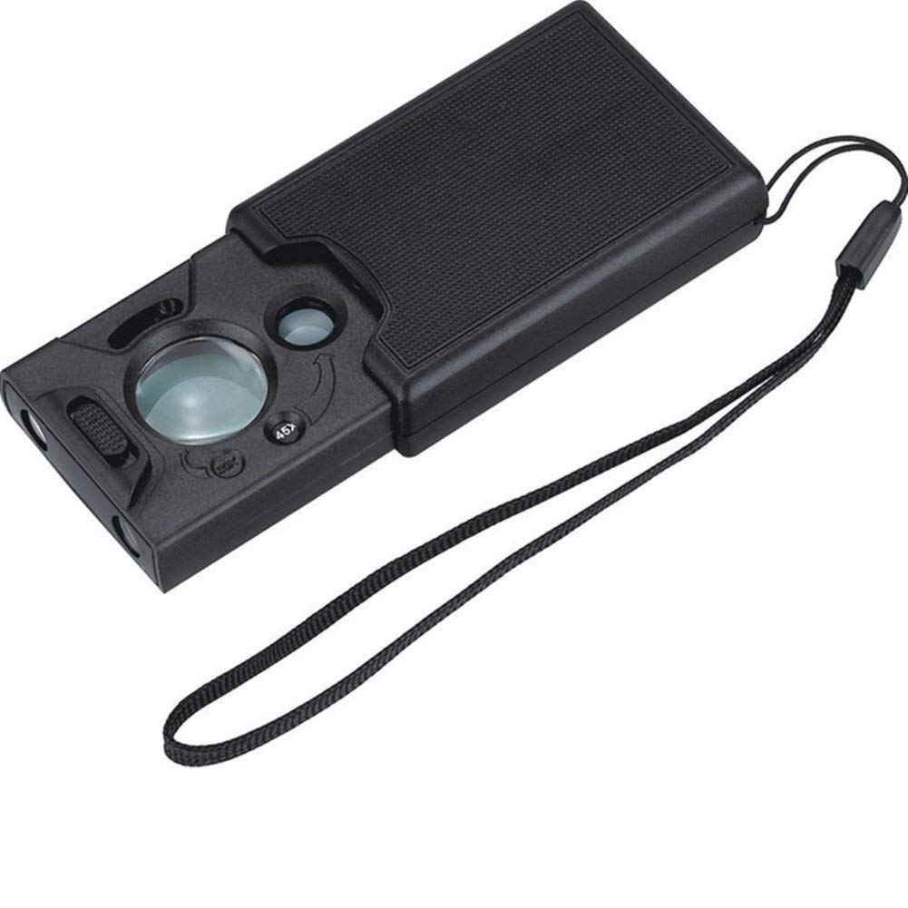 Lupas 30X 45X 60X Lente HD con LED y Lupa portátil Plegable Multiusos para identificación de Monedas y Dinero
