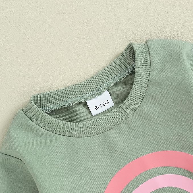 Newborn Baby Girls Clothes Rainbow Colored Long Sleeved Cute Pullover Sportswear for Boys and Girls aged 0-3 Years old2