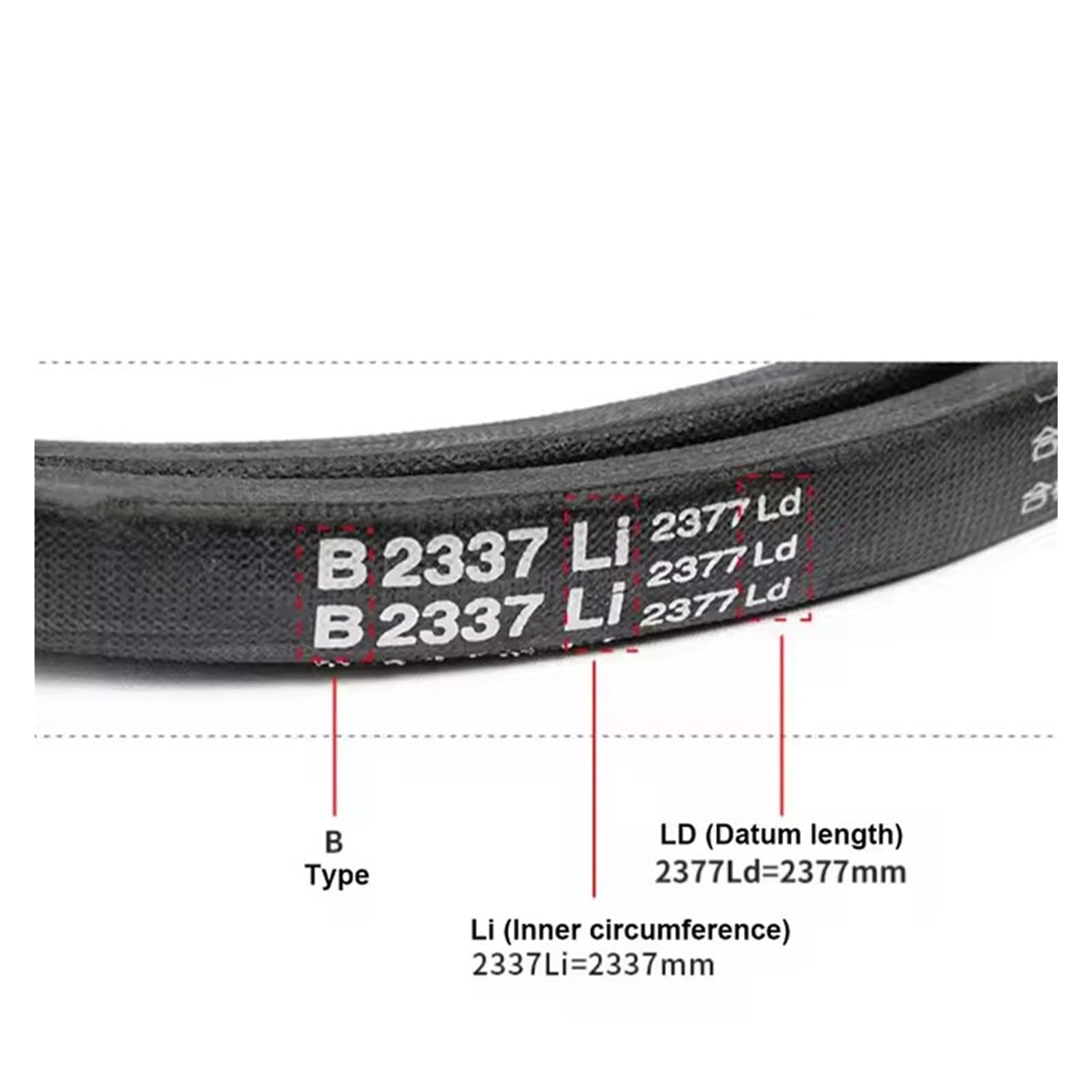 Cinghia trapezoidale sezione B, metrica, da B-3500 a B-4950, cinghie di trasmissione triangolari for auto/tosaerba, larghezza 17 mm x 11(Li 4250mm)