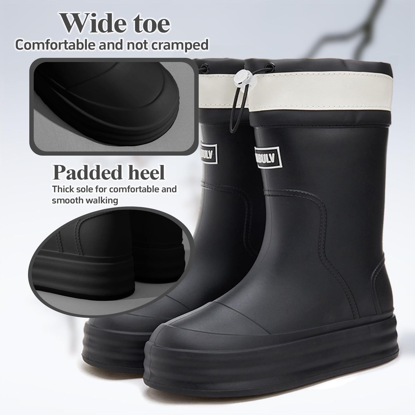 Zapatos de lluvia para mujer forrados con caña acolchada para mayor comodidad, suela gruesa antideslizante, versátil, para usar en casa o botas de trabajo en la cocina