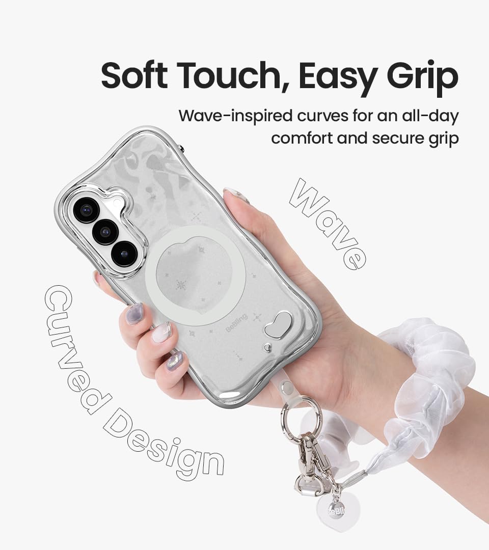 iFace BeBling - Custodia per cellulare Aero [compatibile con S26+] 3D Water Ripple Wave, design lucido traslucido, struttura fluida, antiurto, protezione per fotocamera, regalo elegante per i