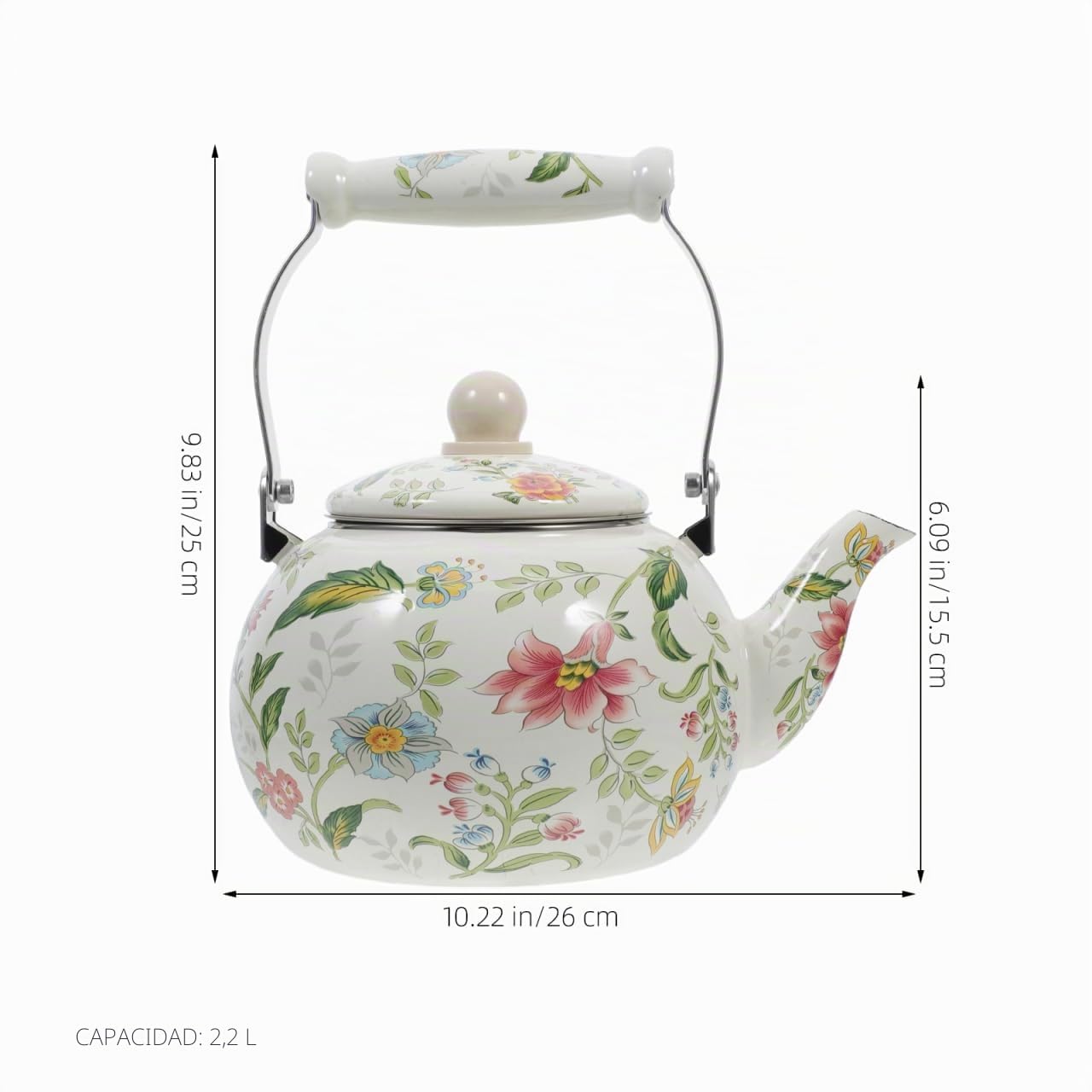 Angoily Cerámica Esmaltada Con Flores Tetera Con Colador Para La Cocina 2 L Tetera Esmaltada De Porcelana