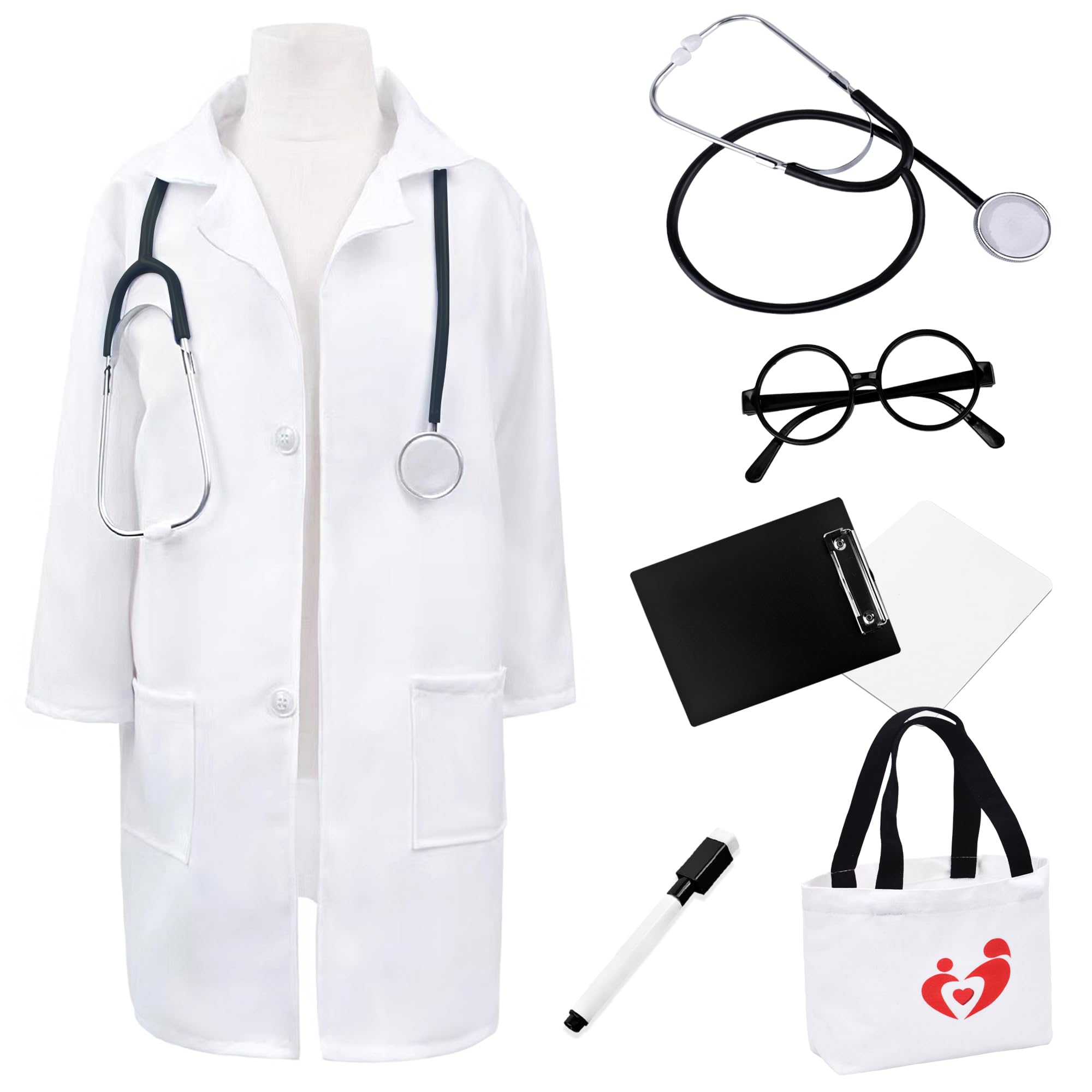 Doctor Costume for Kids Pretend Play White Lab Coat with Accessories 3-12 Years…