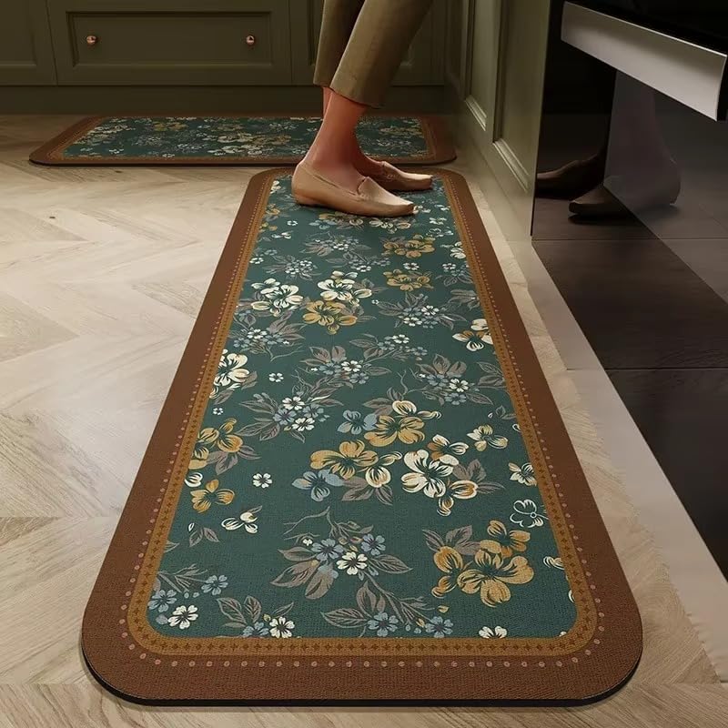 Kitchen Mat for Floor Set of 2 Pcs | Waterproof Memory Foam Kitchen Rugs | Non-Skid, Soft Absorbent Rugs for Kitchen, Laundry, and Hallway (118x38cm, 58x38cm)