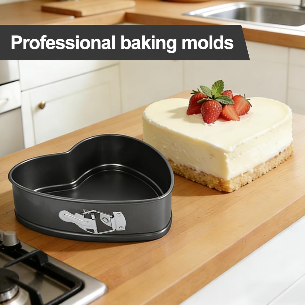 LUPATDY Tortiera a Cerniera 24 cm a Forma di Cuore – Stampo per Torte Antiaderente in Acciaio al Carbonio, Teglia da Forno Apribile per Cheesecake e Dolci - 4