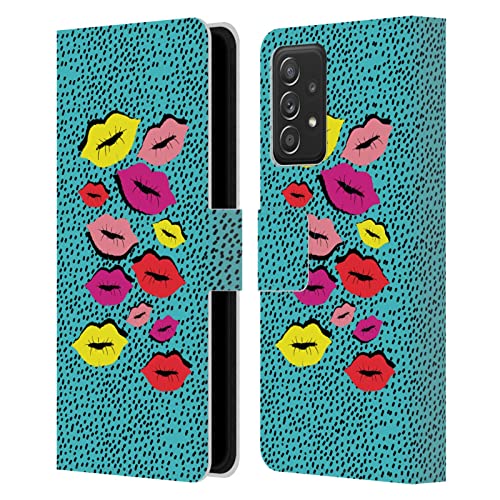 Étui portefeuille en cuir compatible Galaxy A52 Head Case Designs Lèvres Pop