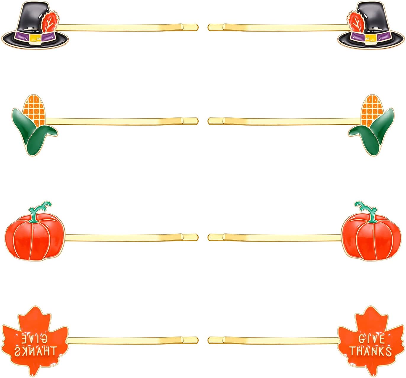 Boderier 8 Pack Thanksgiving Hair Clips Pumpkin Maple Leaf Sunflower Bobby Pins Fall Hair Accessories for Women