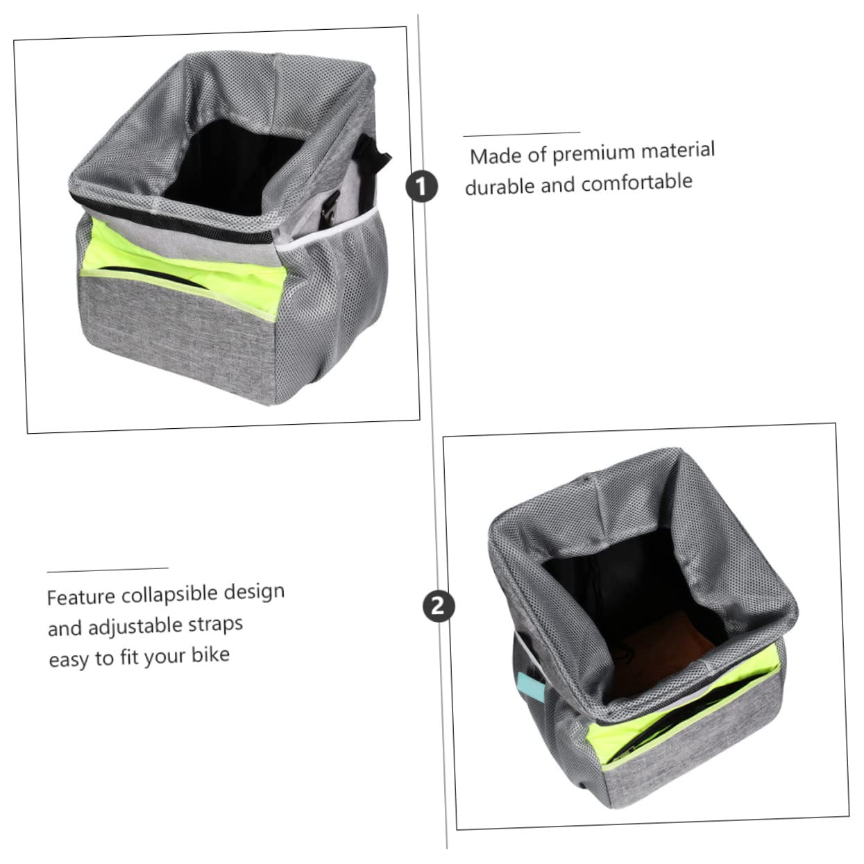 BESPORTBLE Collapsible Pet Bike Basket Soft Dog Carrier Oxford Cloth Front Handle Mesh Liner Large Capacity