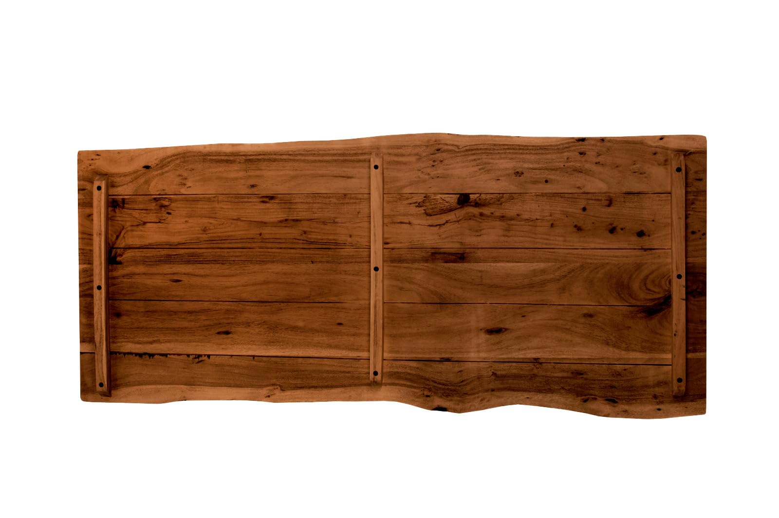 SAM Holzplatte 140x60 cm Louis, Tischplatte aus Akazienholz massiv + nussbaumfarben, Baumkanten-Platte für Heimwerker, geeignet für Arbeitsplatten, Tische & Fensterbretter