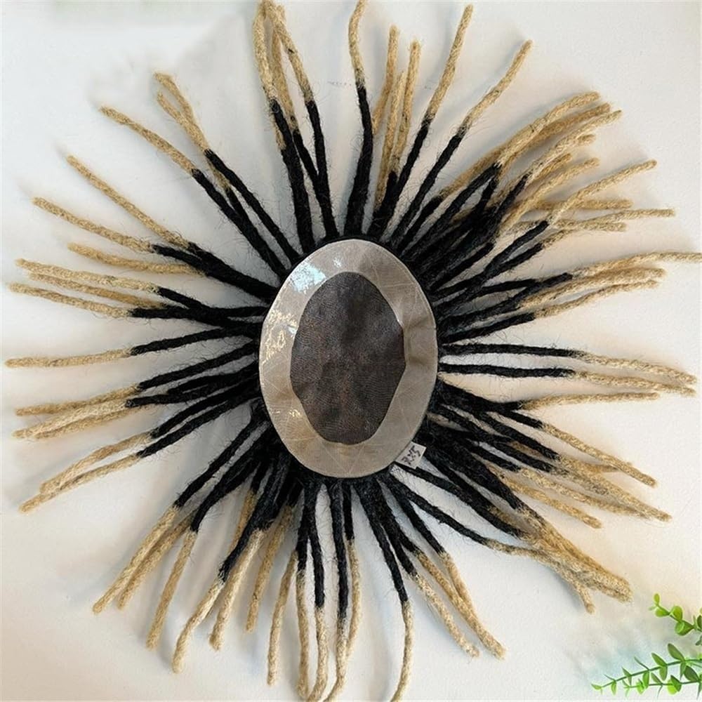 Men's Toupee Sistema di capelli umani con trecce afro da 9 pollici, unità di dreadlock, toupee for uomini neri, protesi mono base for uomini(7x10)