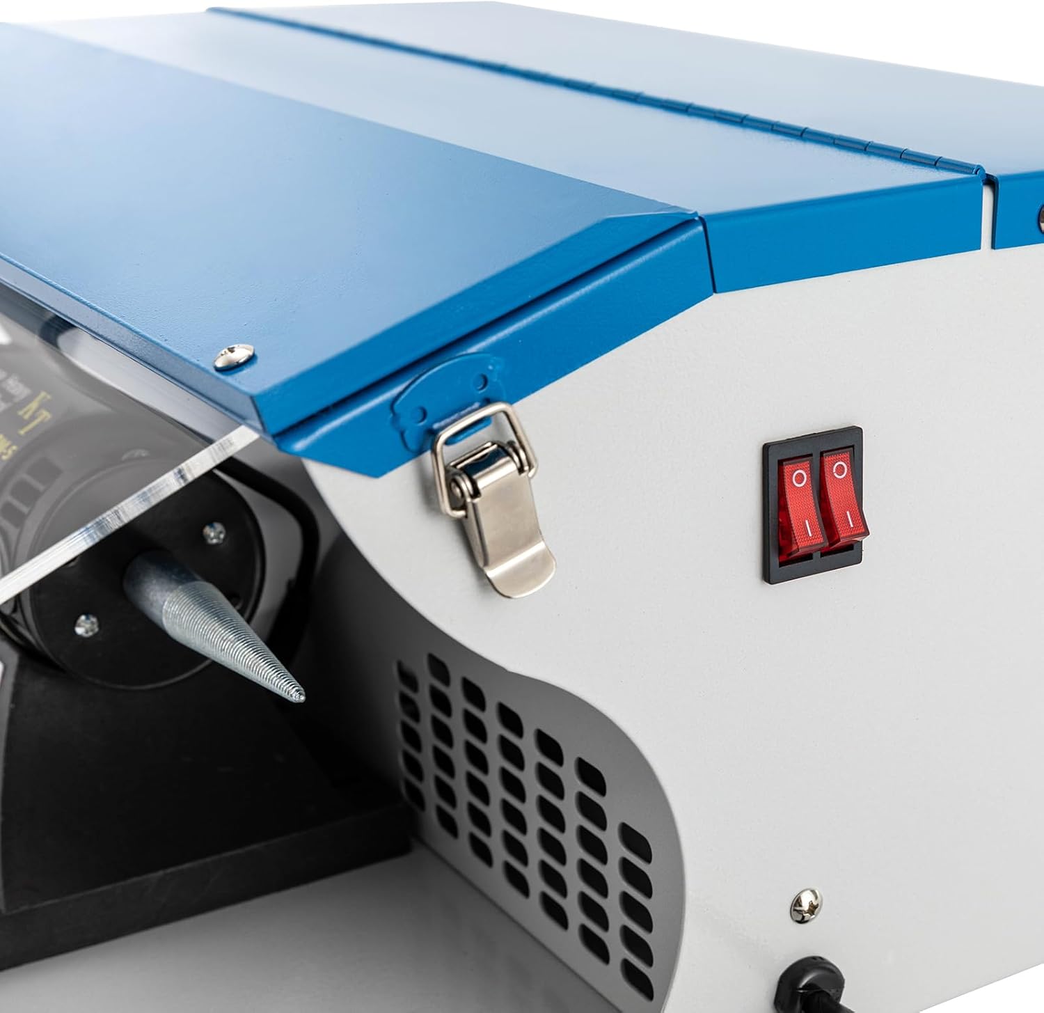 Bench Buffer Polisher, Bench Buffer Grinder Polishing 500W Jewelry Polisher 30-50 Db Noise Level 0-10000rpm Stepless Speed Adjustment Heat Dissipation Holes Indicator Light