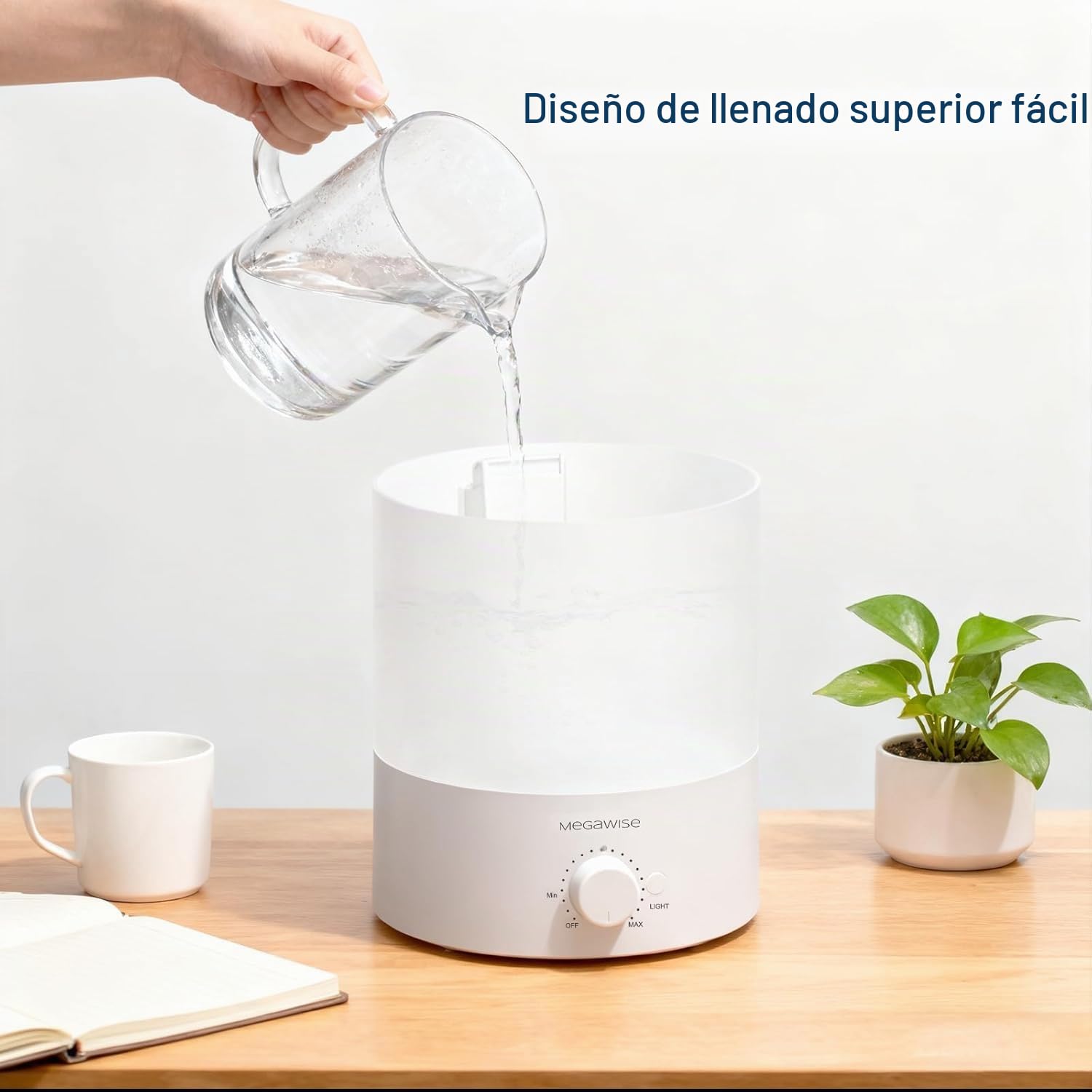 H1-XIT - Paquete de 2 humidificadores de niebla fría de 2 L, recarga superior, salida de niebla nana, sin fugas, para bebé, dormitorio, sala de estar