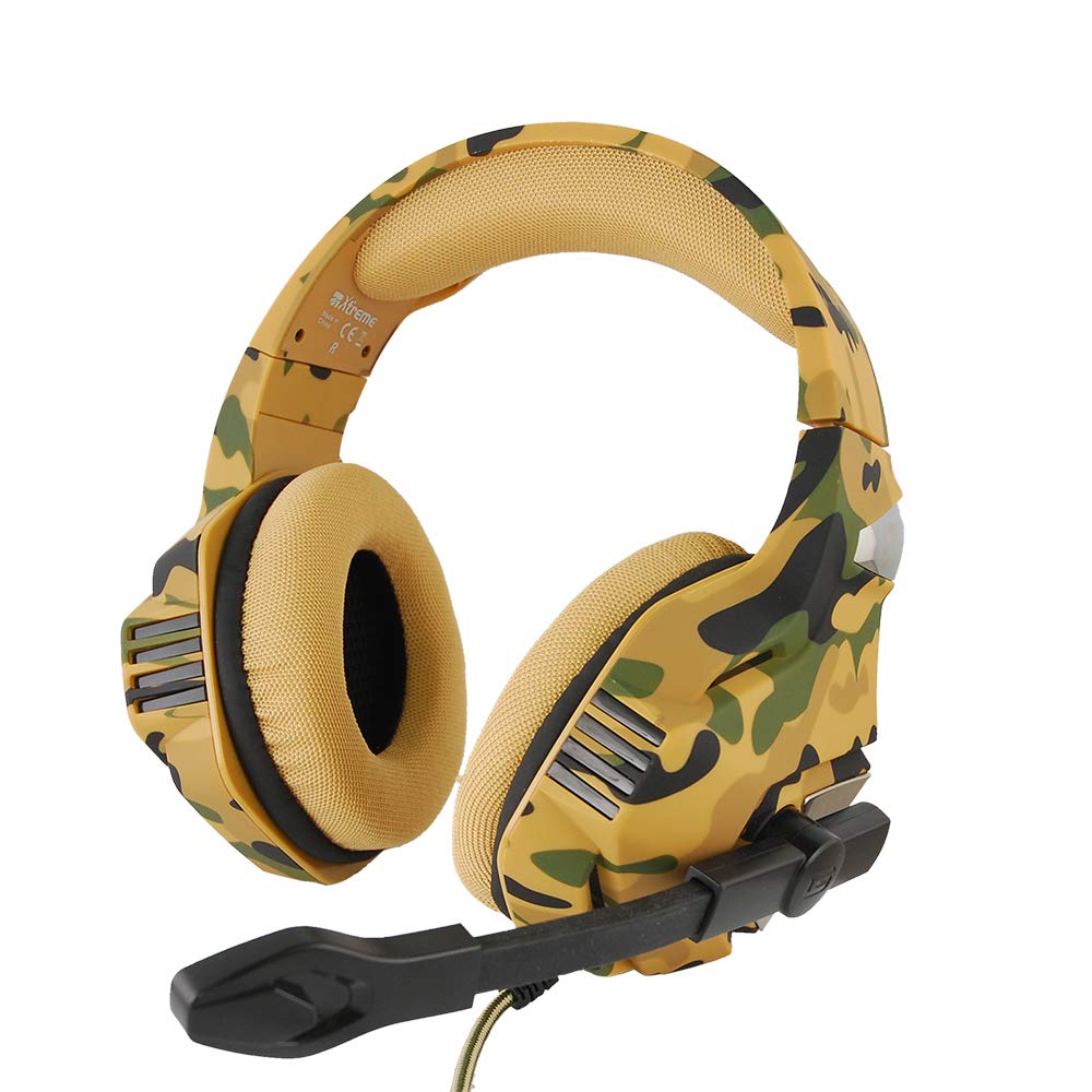 Xtreme Cuffia Gaming Predator XC300 Pro Headset - Camo, Con Microfono Regolabile, Altoparlanti 50mm, Isolamento Acustico, Compatibile PS4/PS5/XBOX ONE/XBOX X/SWITCH/PC, Cavo 2,1 mt