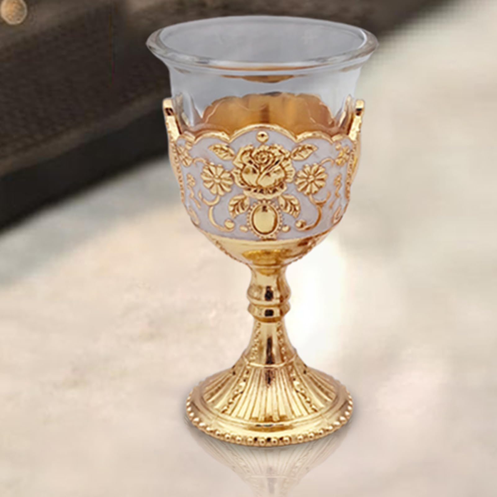 Generisch Hohes Weinglas-Set, Wasserkelche aus farbigem Glas | Trinkgläser im Retro-Stil - Retro-Weinbecher mit Metallprägung für Zuhause, Büro, Küche, Hochzeit