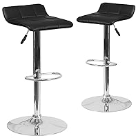 Flash Furniture Alice 2 Pack Contemporary Black Vinyl Adjustable Height Barstool with