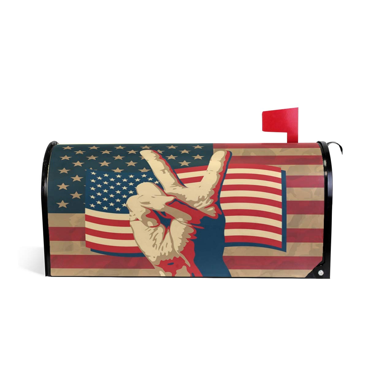 CPYang Vintage Victory American Flag Magnetic Mailbox Cover for Home Garden Yard Deco Makeover Mail Wrap