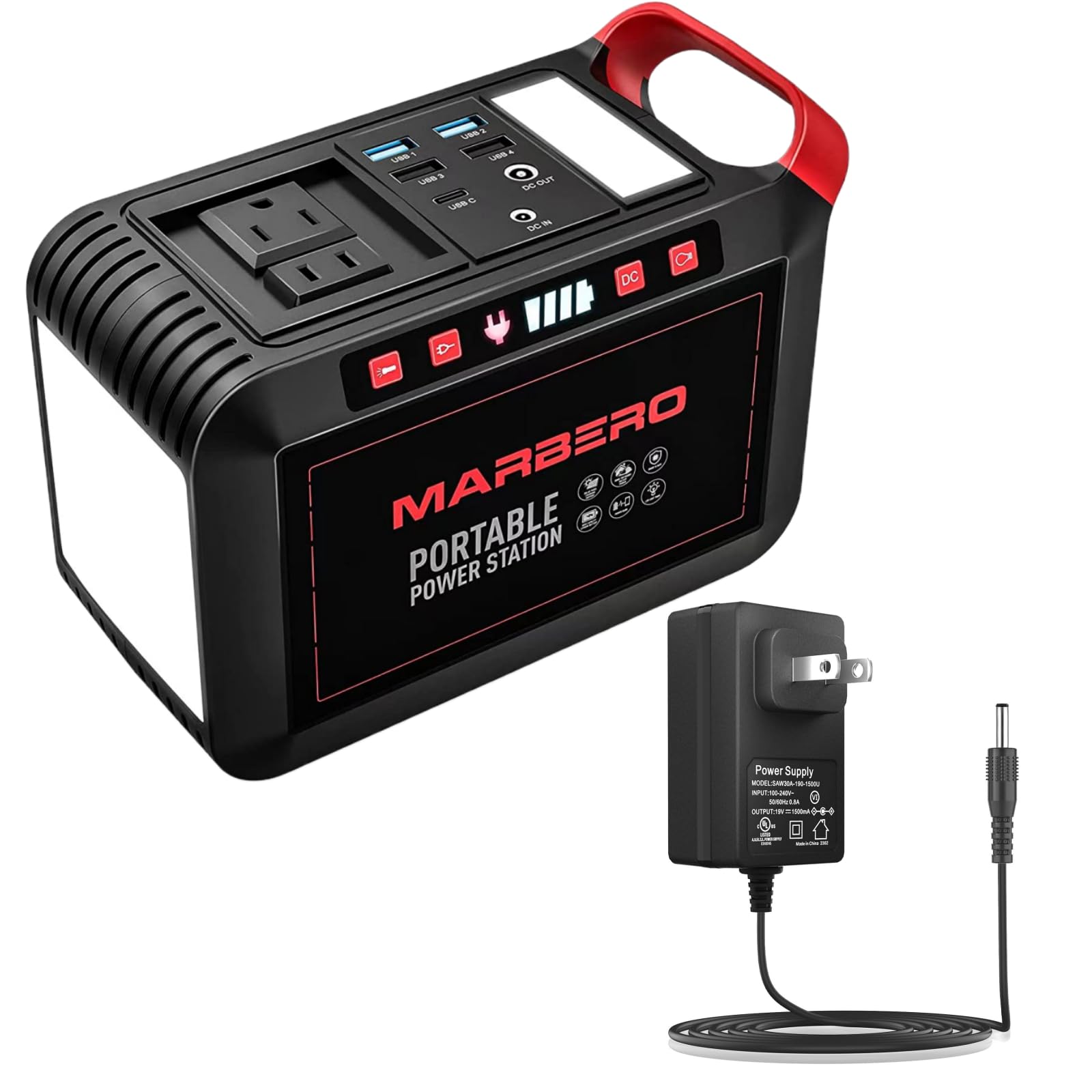 MARBERO Portable Power Station 200W Camping Lithium Battery Power Supply 148Wh with Extra 19V 1 5A 3 5mm