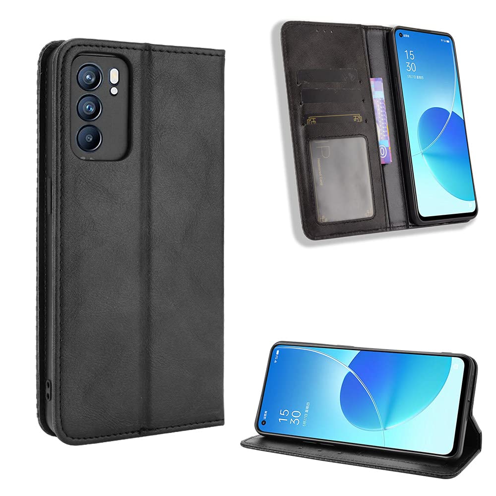 KANVOOS Cover per Oppo Reno 6 5G, Cover a Libro Portafoglio in Pelle PU