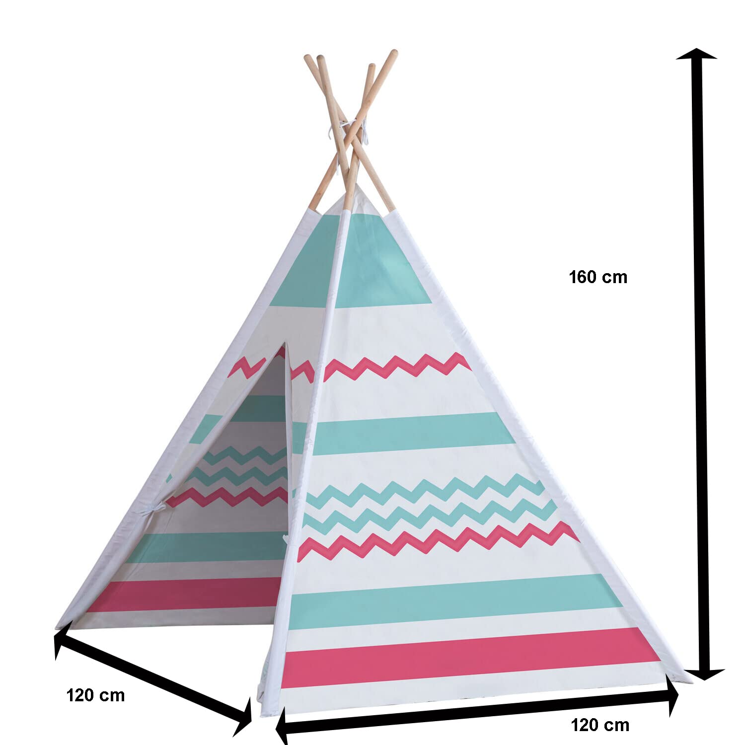 John 77204 Tipi, Carpa para Juegos, Blanco, Rosa, Turquesa y Natural