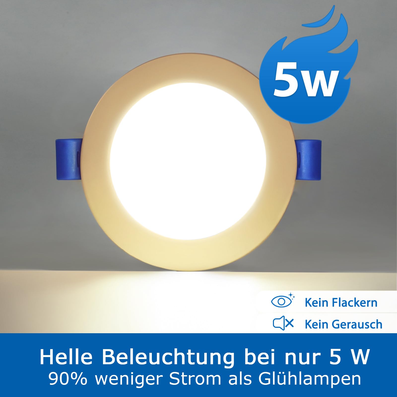 ZIZZLER 40er Set LED Einbaustrahler 230V Flach 68-80mm IP44 Neutralweiß 5W 4000K
