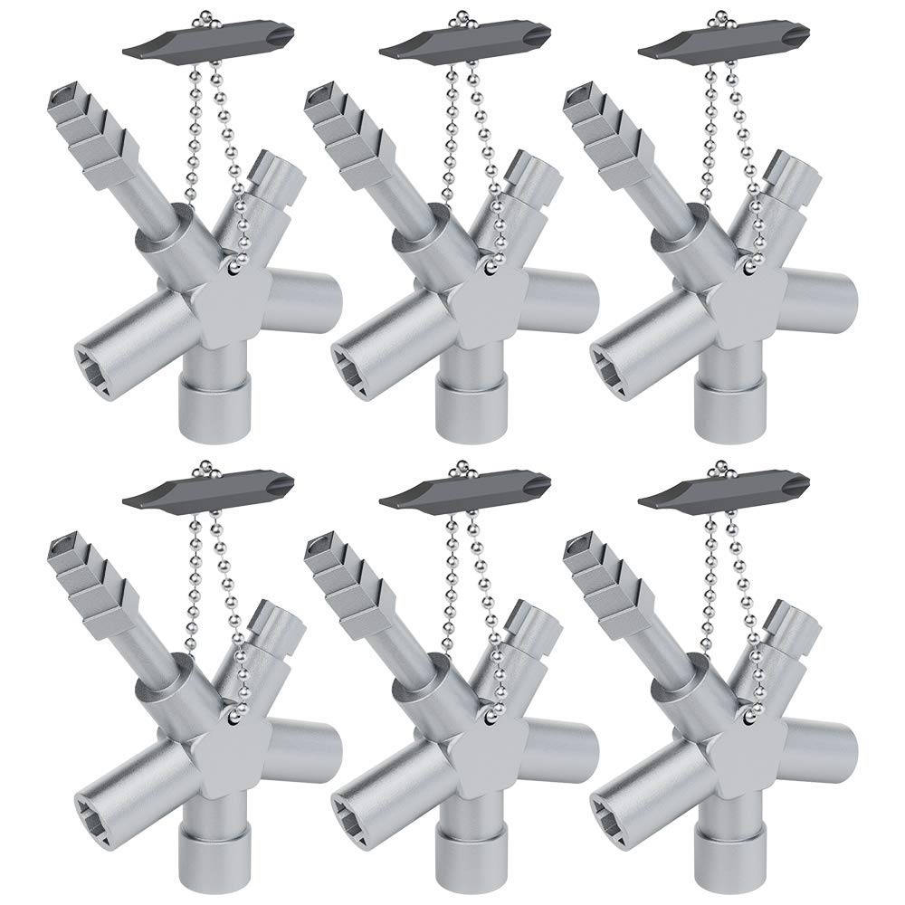 ABSINA Llave universal de 6 perfiles | Paquete de 6 - llave triangular y cuadrada - Para construcción - universal armarios sistemas cierre y contadores