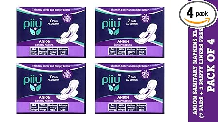 Piiu Cottony Soft Rash Free Ultra Thin Anion Sanitary Pads XL (280mm)| Dermatologically tested |99.99% germ protection (Pack of 4)