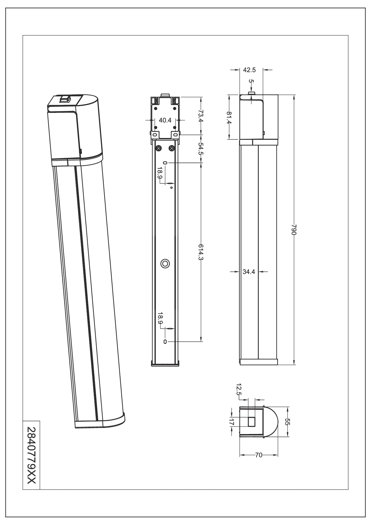 Trio Leuchten Piera 284077932 - Lampada da parete a LED da bagno, in plastica nera opaca, con LED da 16 Watt, interruttore, presa elettrica