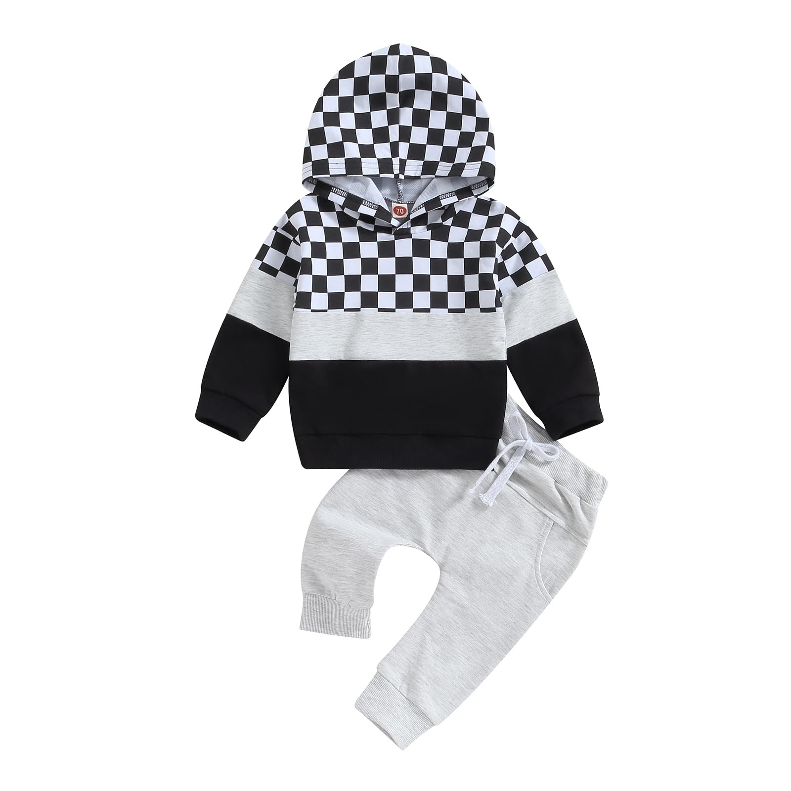 Amiblvowa Toddler Baby Boy Clothes 3 6 9 12 18 Months 2T 3T Color Block Hoodie Pants Set Spring Valentines Day Outfit