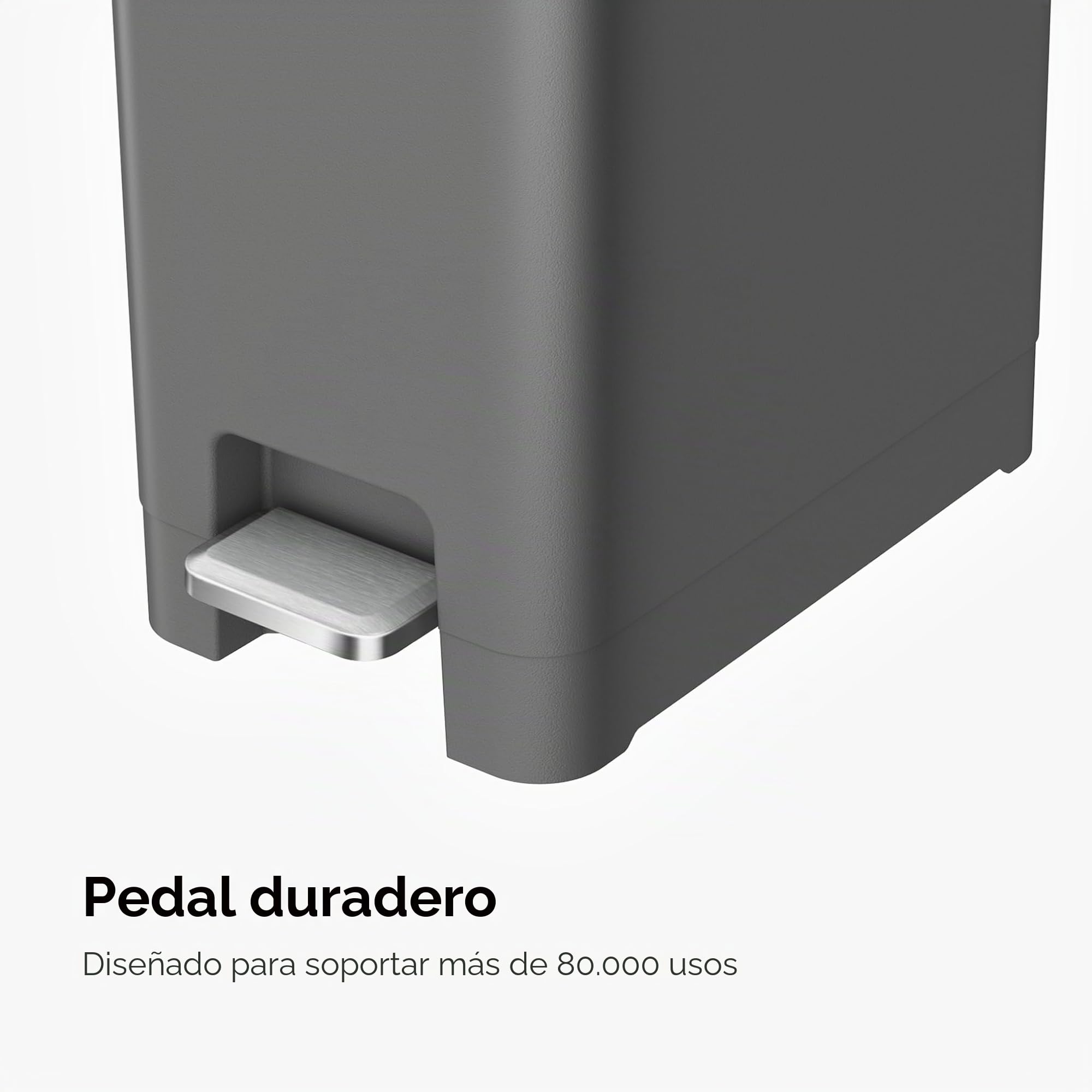 EKO Hana - Cubo de basura con pedal de cocina de 30 L, con ruedas integradas para cocina y uso doméstico, color gris