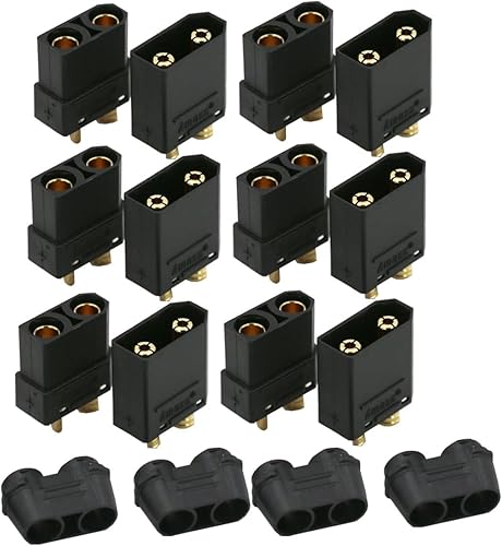 JINOARC 6 pares negro XT90 XT-90 macho hembra bala conectores enchufe de alimentación con termorretráctil para RC Lipo batería motor drone