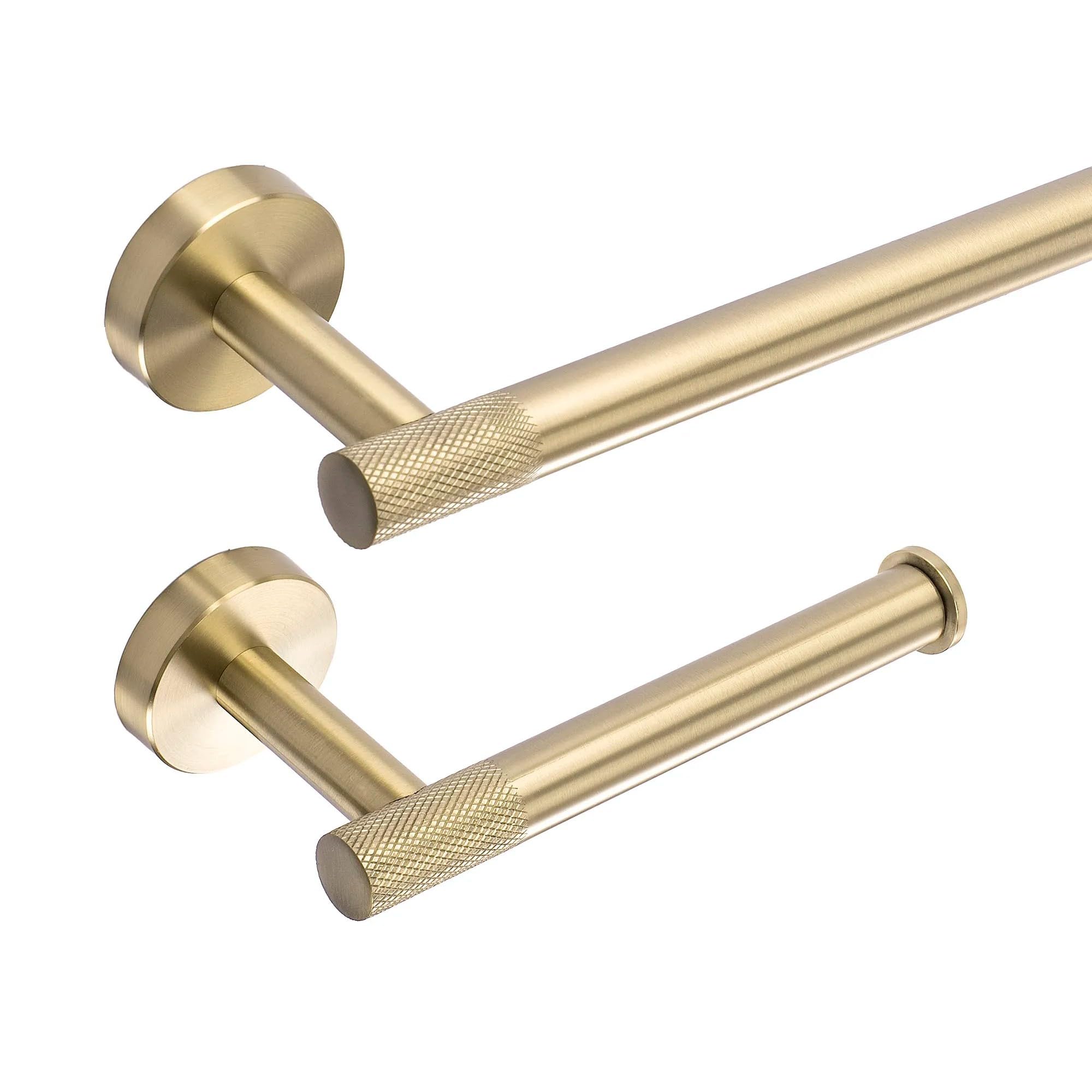 Rea - Juego de Perchas de baño Grid 4 Piezas - Oro Cepillado - Metal - 60 x 8,5 x 5 cm