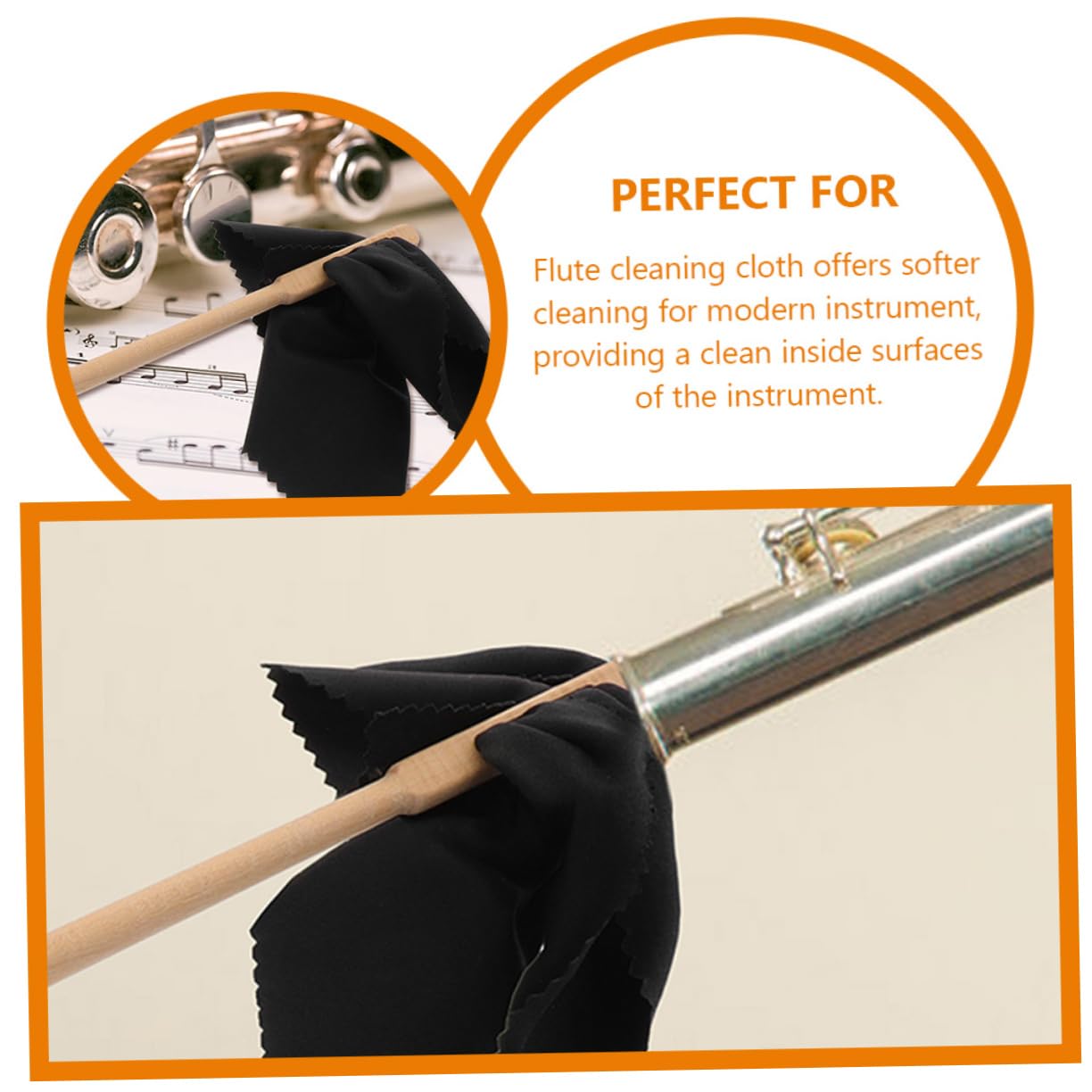 Wakauto Kit Only Cleaning Rod and Flute Cleaning Cloths Essential Flute Cleaning Supplies