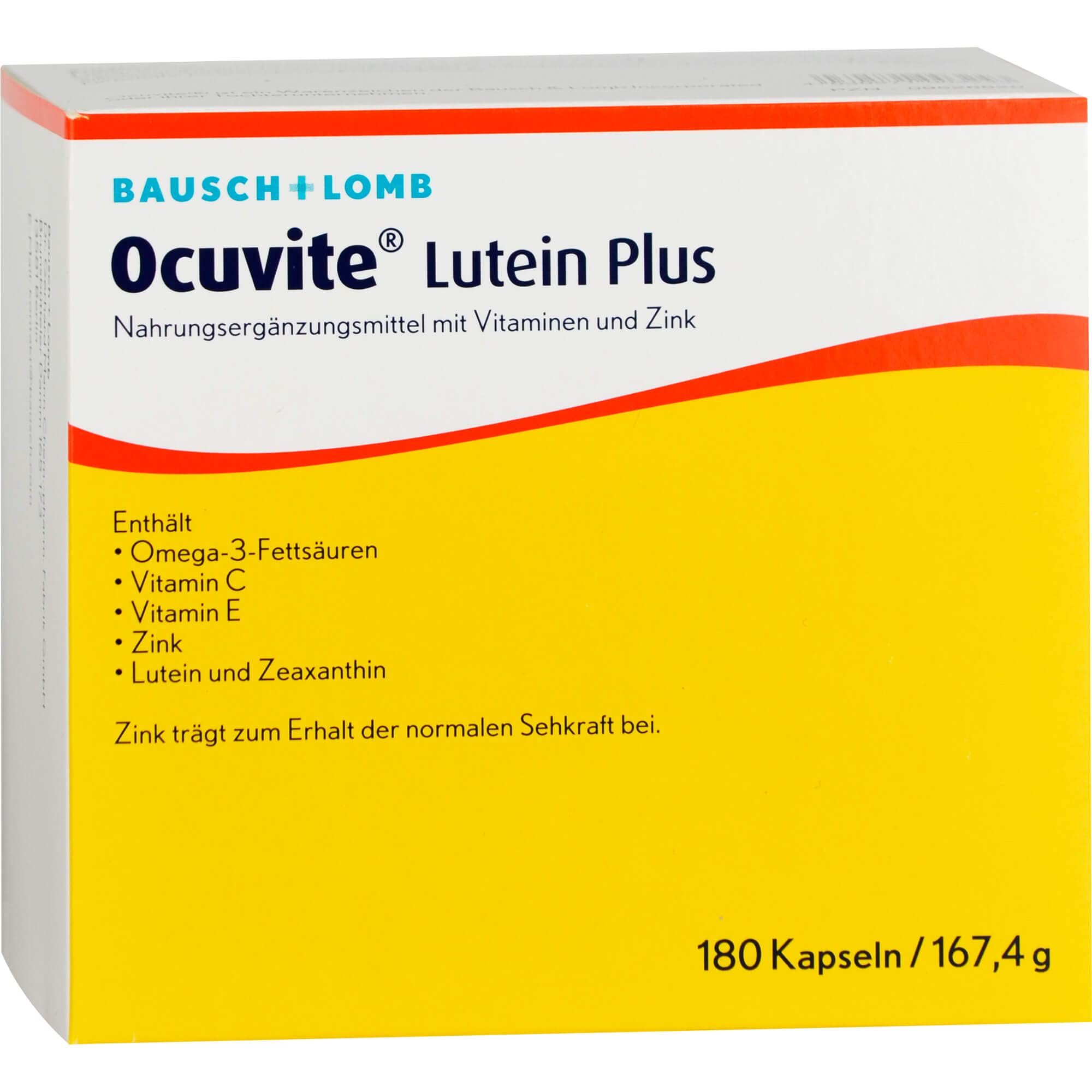 Ocuvite Lutein Plus Kapseln | 180 Premium Lutein Kapseln - Vitamin C & E – Schützt die Augen vor oxidativem Stress, wie z.B. Blaulicht - 2 Kapseln täglich