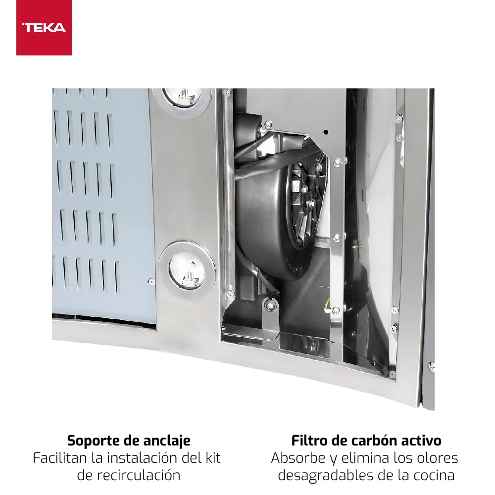 TEKA D1CTP - Kit de Recirculación, para Filtros Convencionales sin Cubretubos, con Soportes de Anclaje y Filtros de Carbón Activo, Fácil Instalación, Color Acero Inoxidable