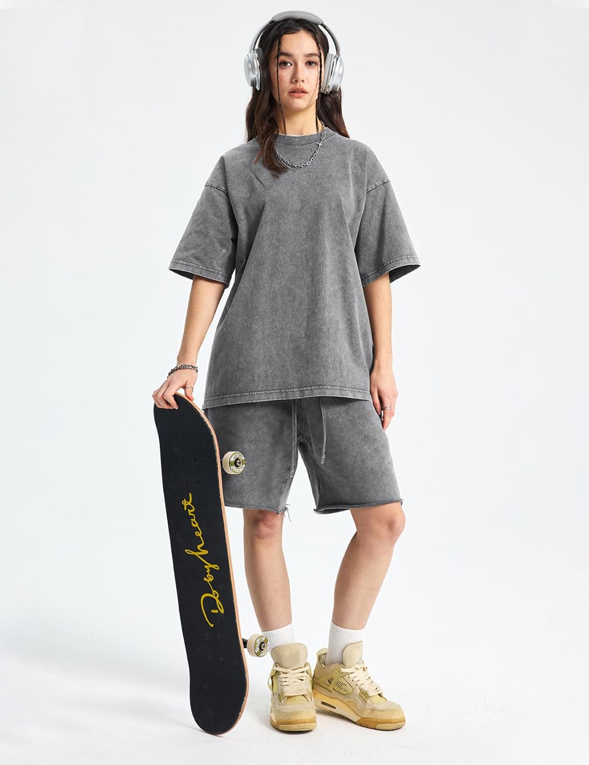 Arssm Women Oversized T Shirts Acid Washed Cotton Tees Vintage Baggy Loose Fit Streetwear Workout Tops - Image 5