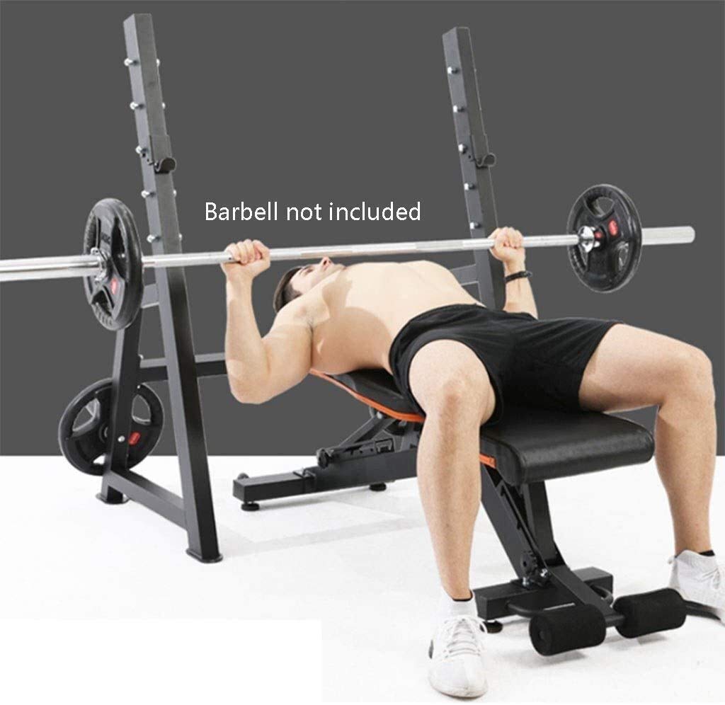 ERoomQ Barbell Squat Rack Stand Adjustable Height Solid Steel Bench Presses Dumbbell Bench Squat Rack Weight Table Squat Bench Press Commercial Weightlifting Bed Household Multi-Function