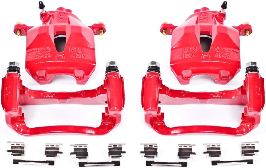 PowerStop Front Red Powder Coated Brake Caliper Pair For Toyota Avalon 2005-07 |Camry 2005-06 |Sienna 2004-10 |Solara 2004-08 - High Temp Brake Caliper Upgrade, S2714