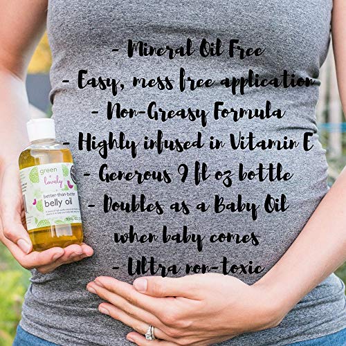Green + Lovely Better Than Butter Belly Oil Pregnancy Stretch Mark Prevention, Stretch Mark Cream, Pregnancy Must Haves, Pregnancy Essential, Enhanced Vitamin E Skin Elasticity, 9 Fl Oz Unscented #TOP4