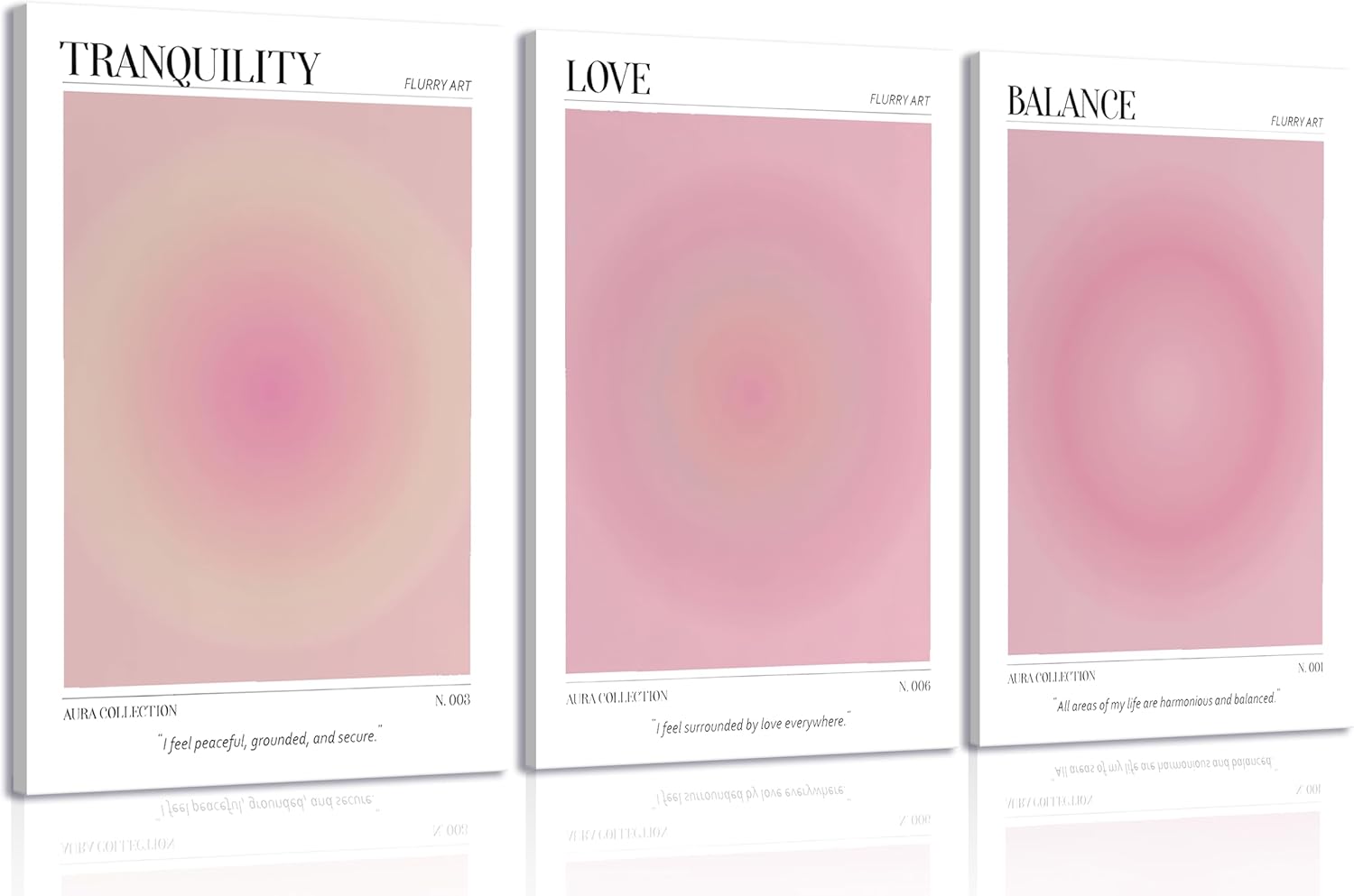 3pcs Pink Aura Collection Gradient Canvas wall art Positive Minimalist Fluppy Art Picture Wall Decor Trendy Aesthetic Poster Print Artwork for Bedroom, Living Room, girls room Home Decoration